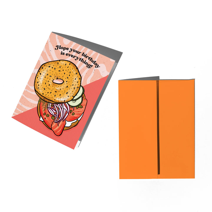 Everything Bagel Birthday Card: Clear sleeve