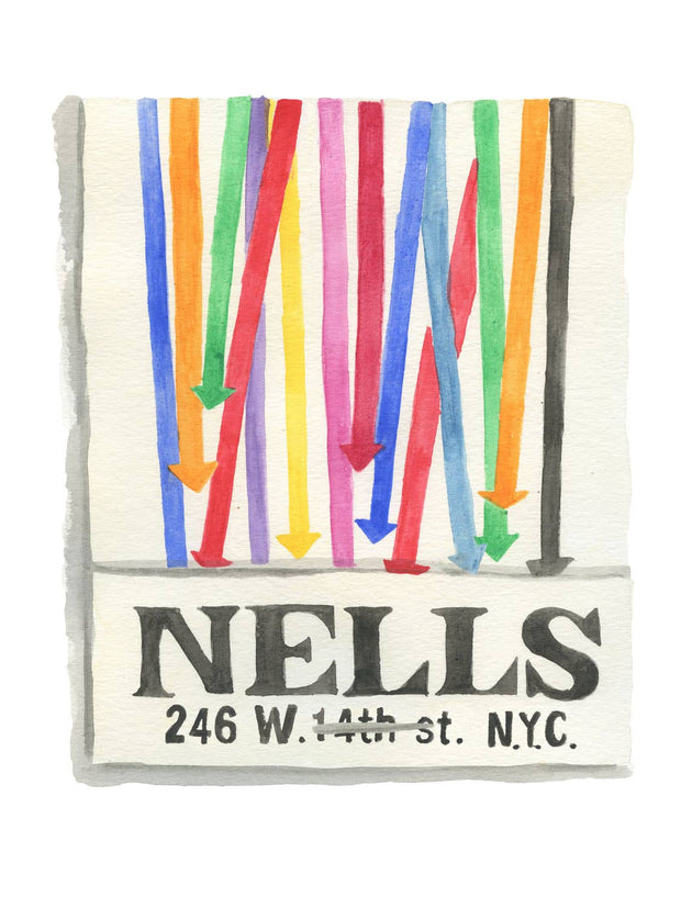 Nells NYC Matchbook Watercolor Print: 5" x 7"