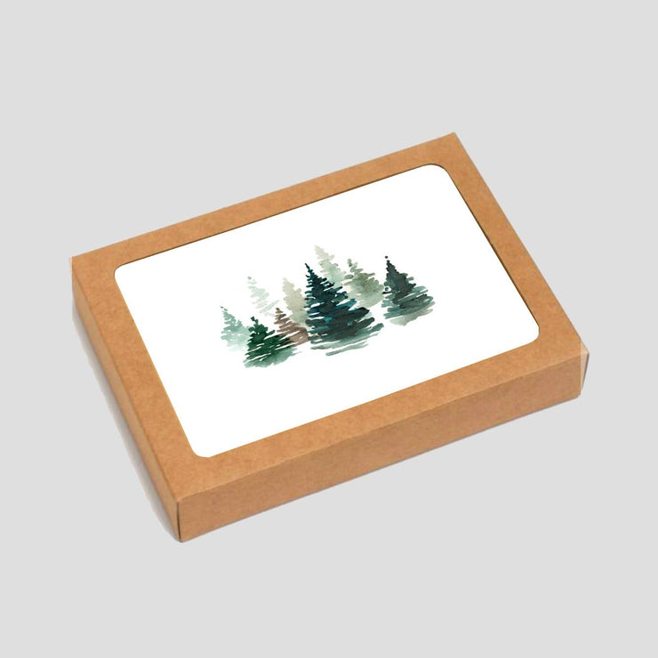 Evergreen Watercolor: Boxed Set of 6 Cards