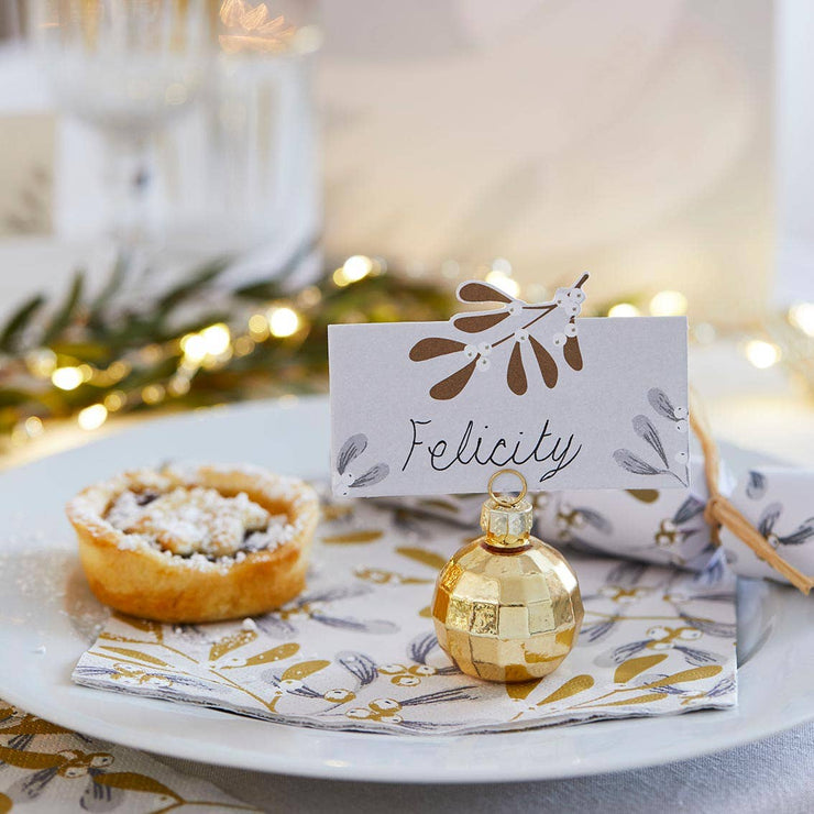 Gold Glass Disco Ball Place Card Holders