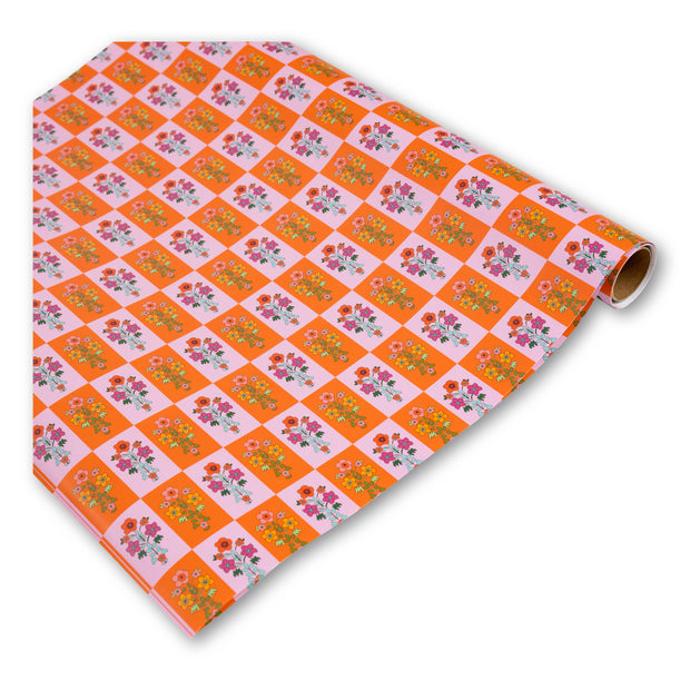 Wrapping Paper Sheets - Floral Check