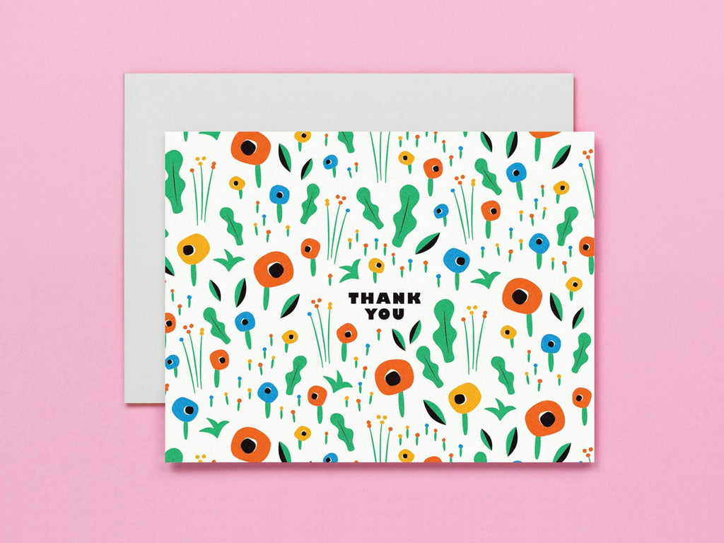 Poppy Floral Thank You Card