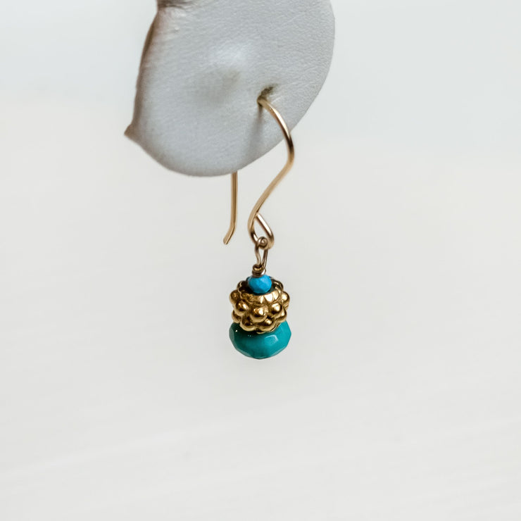 Turquoise & Gold Beaded Earrings