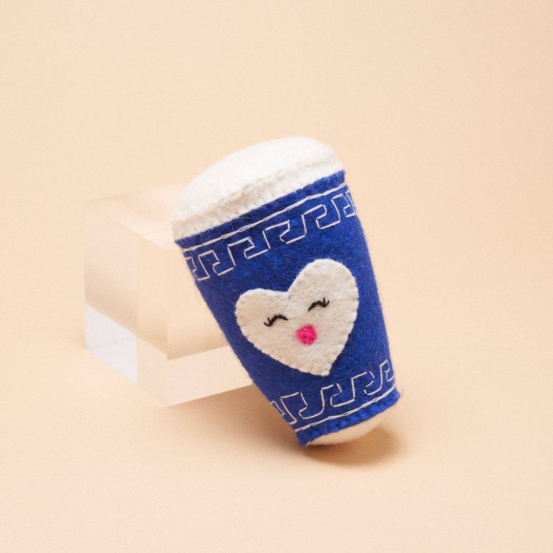 NYC Coffee Cup Squeaker Toy: Blue