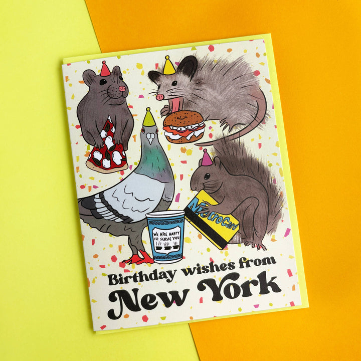 NYC Party Animal Birthday Card: Clear sleeve