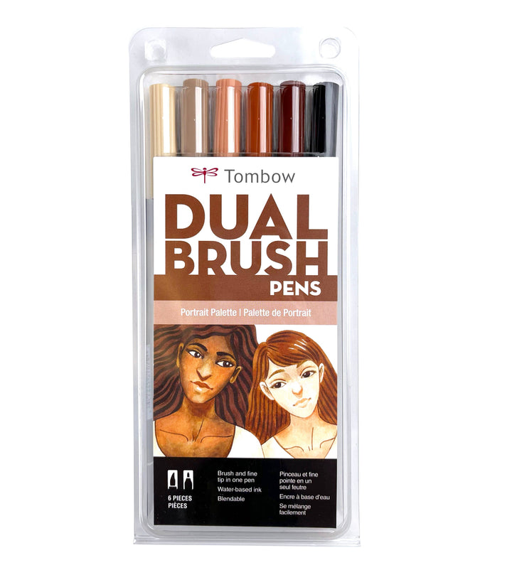 Dual Brush Pen Art Markers, Portrait, 6-Pack