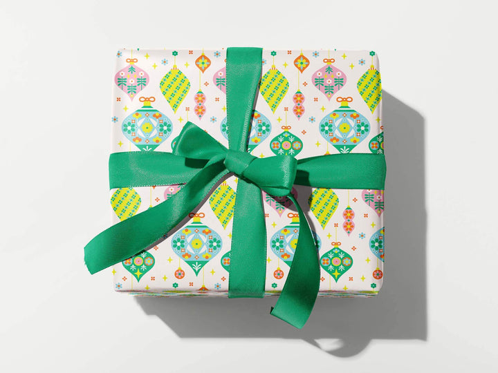 Flornaments • Retro Floral Ornaments Holiday Gift Wrap