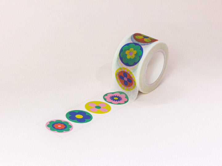 Folk Fleurs 25mm • Retro Flowers Wide Washi Tape