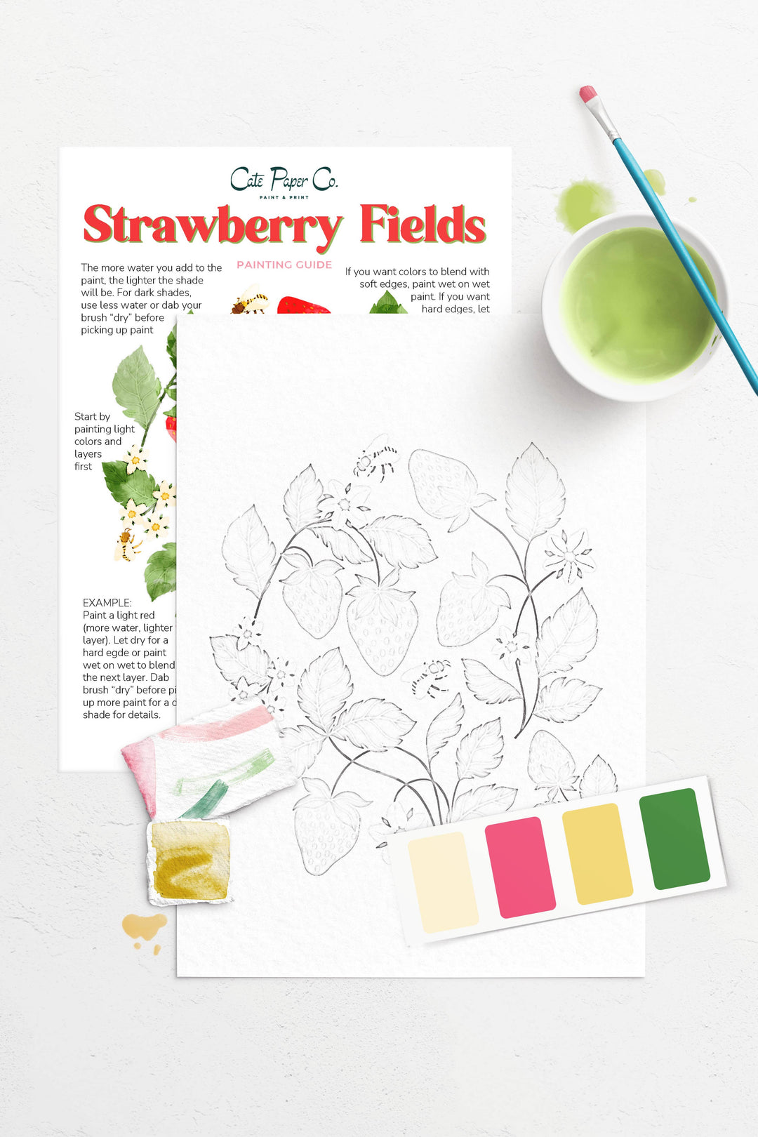 Strawberry Fields watercolor painting kit