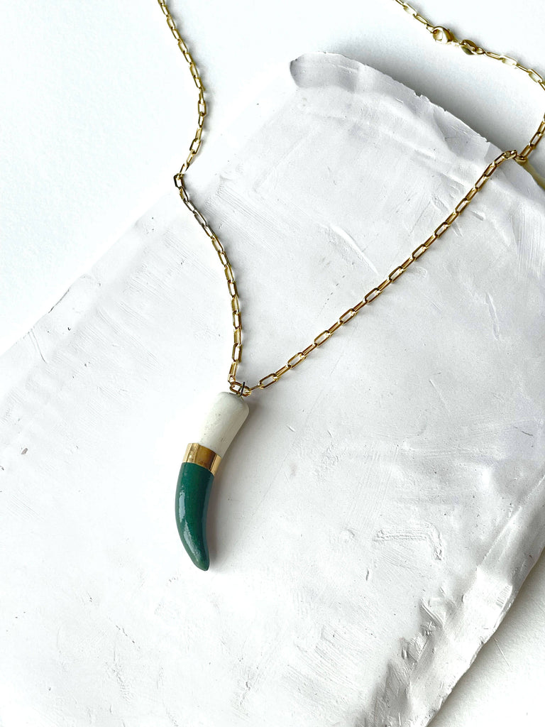 Shark tooth necklace Lime Green