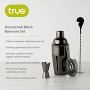 Stainless Steel Barware Set of 4 ASSORTED COLORS