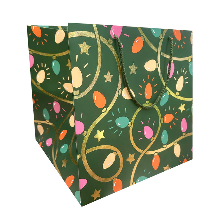 Holiday Bulbs Large Square Gift Bag