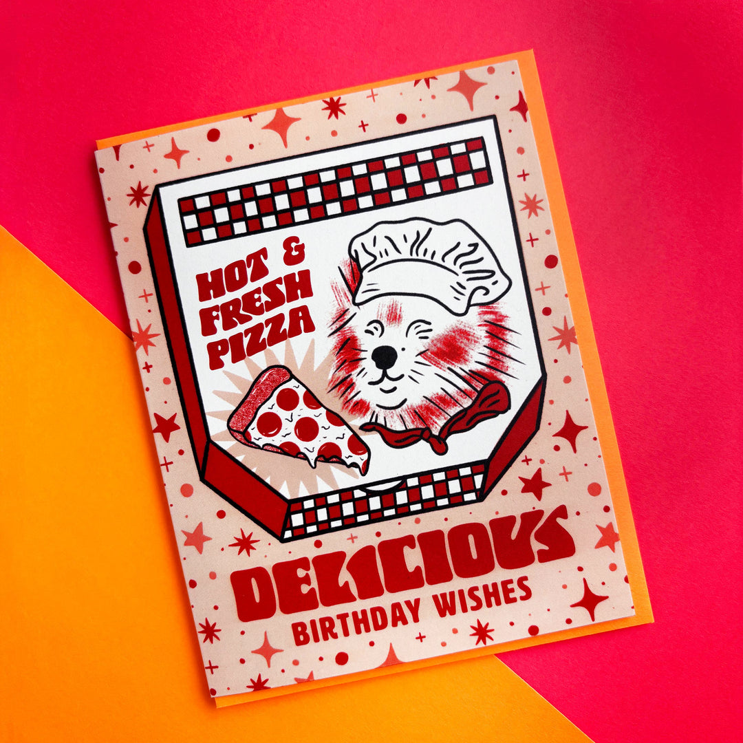 Pizza Birthday Card: Clear sleeve