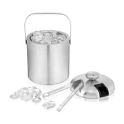Insulated Stainless Steel Handled Ice Bucket w Lid and Tongs