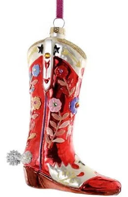 Red Rhinestone Cowboy Boot Ornament