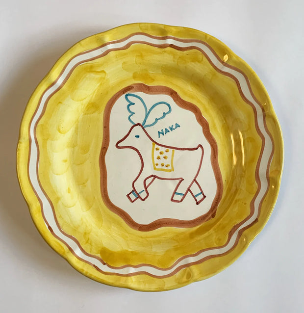 Hand Painted Yellow Ceramic Plate