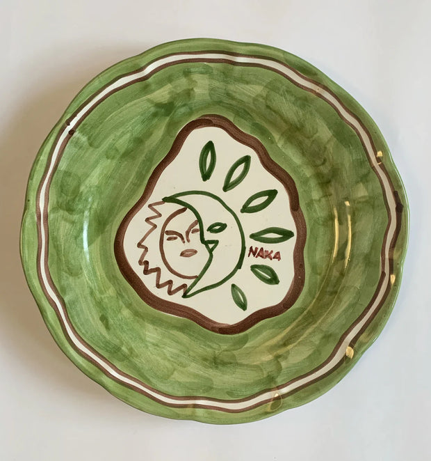 Hand Painted Green Ceramic Plate