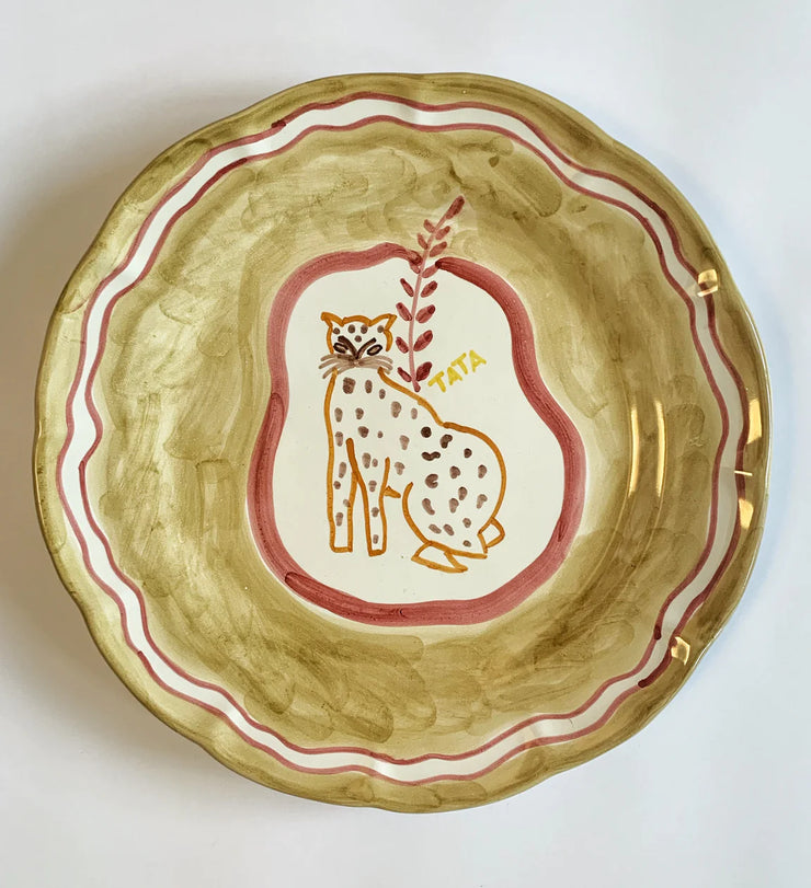 Hand Painted Beige Ceramic Plate