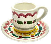 Red & Green Dash Ceramic Coffee Cup & Saucer
