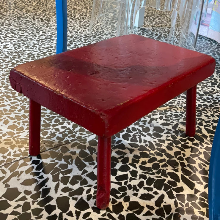 Red Wooden Stool