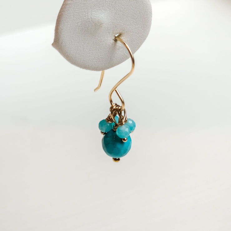 Turquoise & Amazonite Gold Earrings