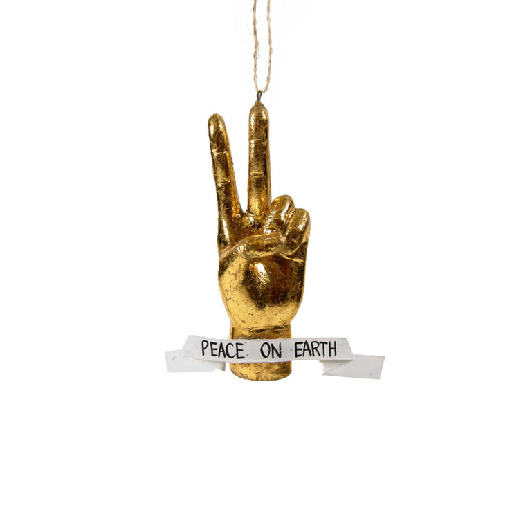 Gold Peace Hand Ornament