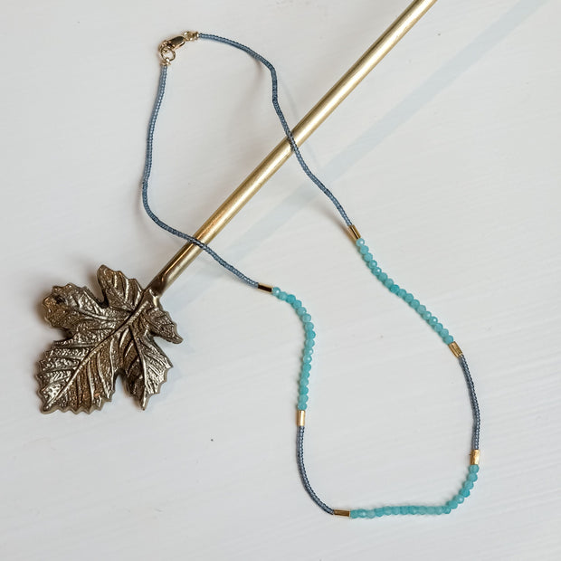 Grey Necklace with Amazonite Beads