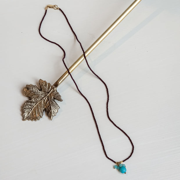Brown Seed with Turquoise Necklace