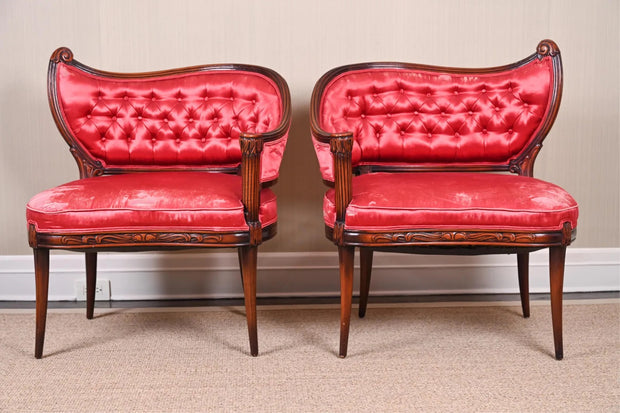 Pair of Asymmetrical Hollywood Regency Style Lounge Chairs