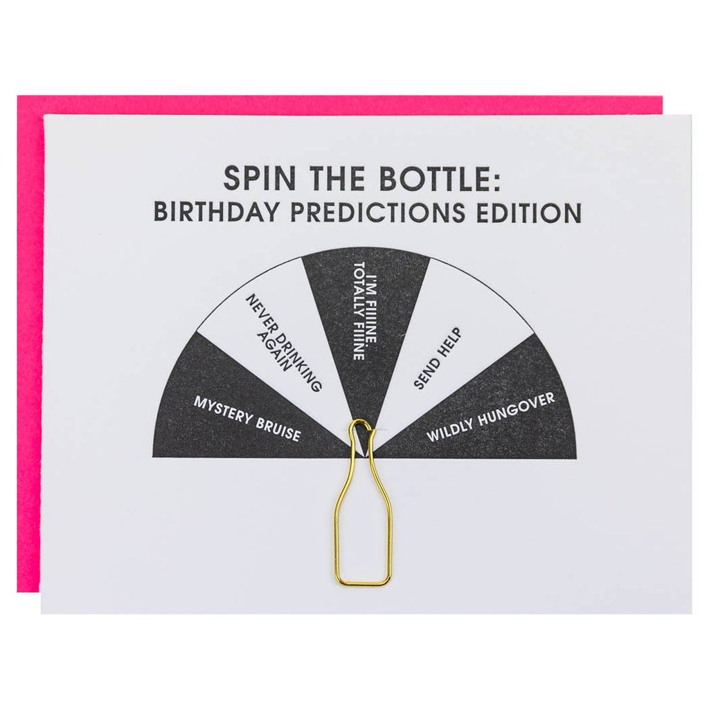 Spin Bottle Birthday Letterpress Paper Clip Card