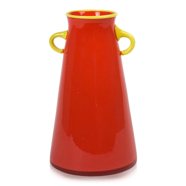 Vintage 1994 John Burchetta Red and Yellow Art Glass Vase