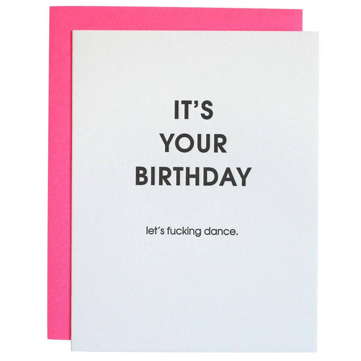 Birthday Let's Fucking Dance Letterpress Card