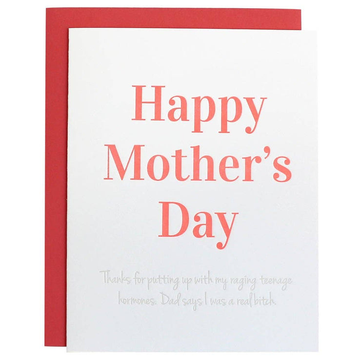 Mother's Day Raging Hormones Letterpress Card