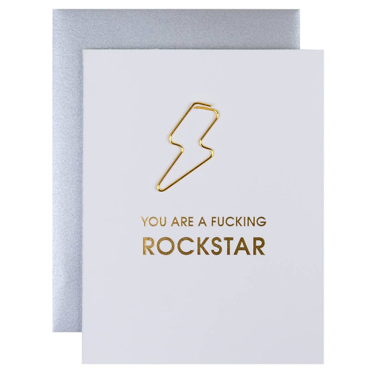 You are a Fucking Rockstar Paperclip Letterpress Card