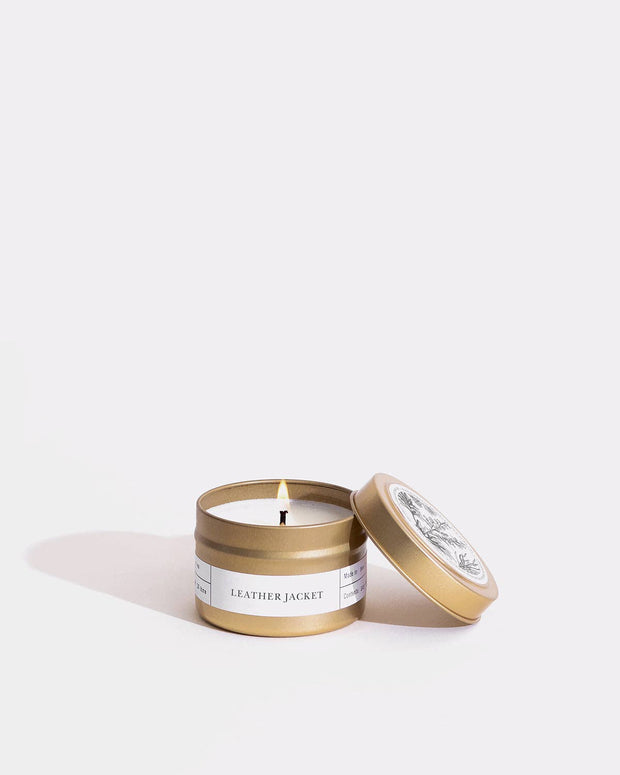 Leather Jacket Gold Travel Candle