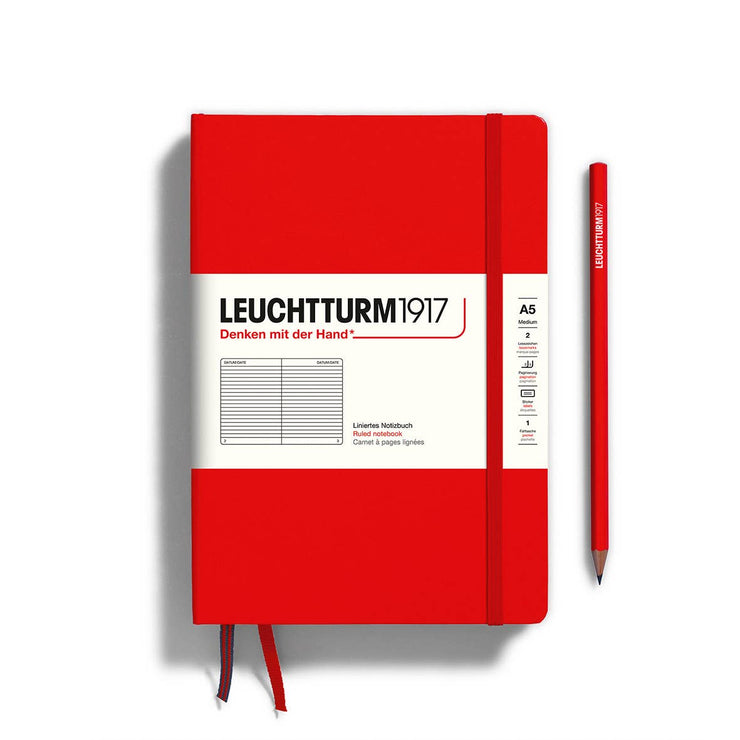 Notebooks - Medium (A5): Ruled / Hardcover / Red