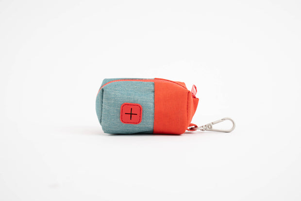 Poop Bag Carrier (Recycled materials): Baby Blue/Red