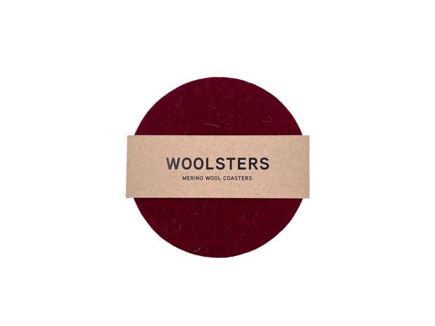 Woolsters - Burgundy Merino Wool Coasters (4 per set)