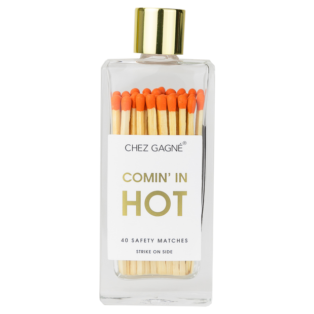 Coming In Hot - Glass Bottle Safety Matches - Orange