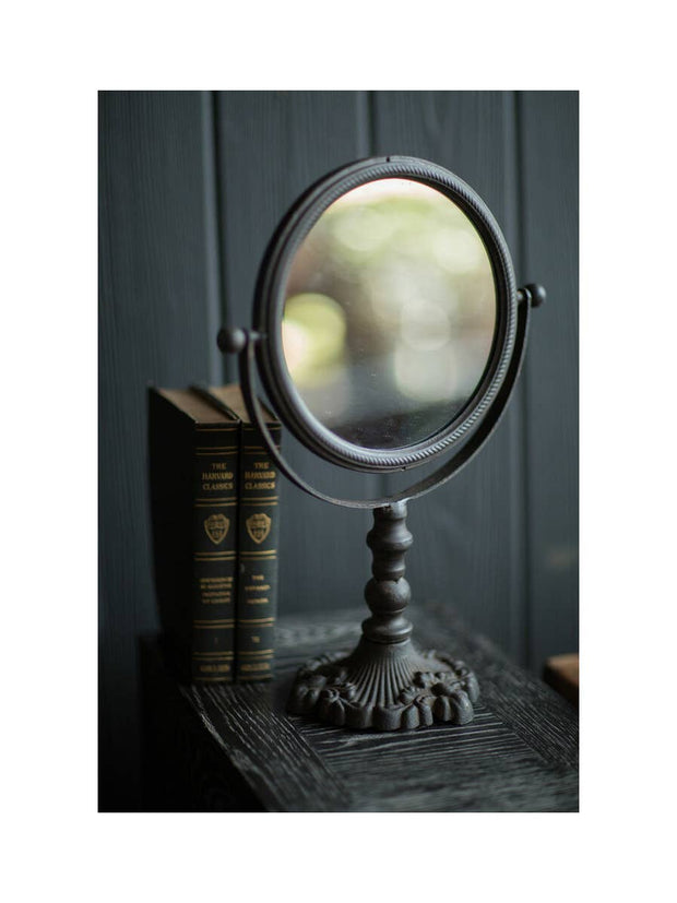 Classic Round Cast Iron Pivoting Vanity Mirror