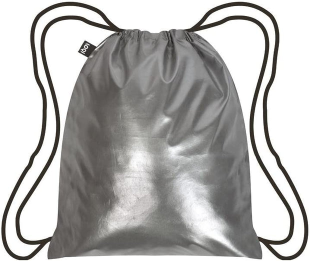 Silver Metallic Drawstring Loqi Bag