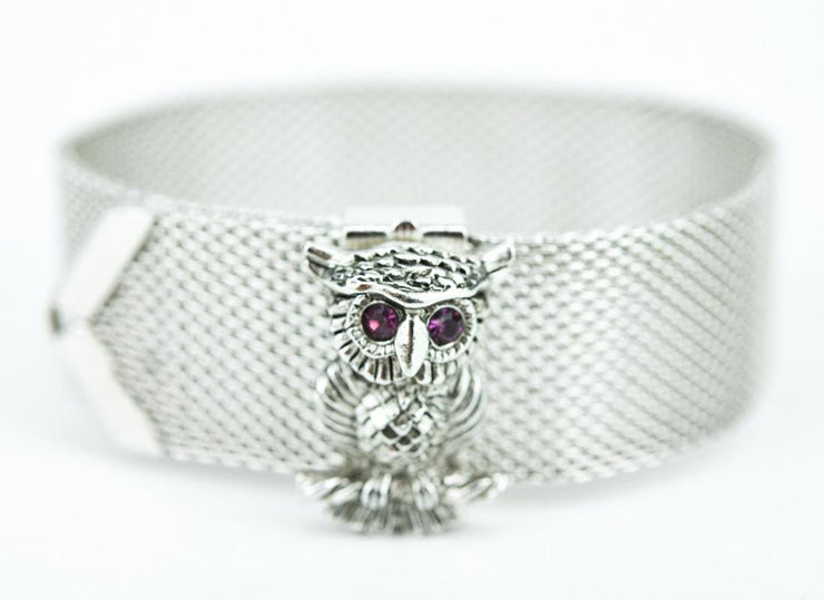 Vintage Buckle Bracelet with Owl Slide