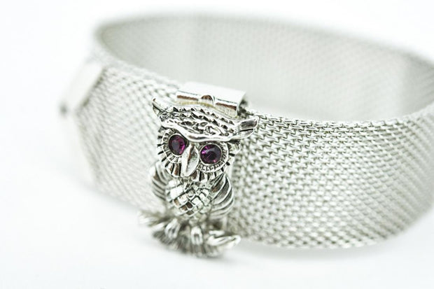 Vintage Buckle Bracelet with Owl Slide