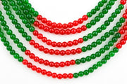 Six Strand Green & Red Jade Necklace
