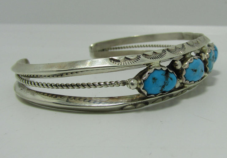 8.5" H SPENCER 5-STONE TURQUOISE STERLING CUFF