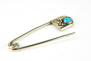 Large Vintage Sterling & Turquoise Safety Pin