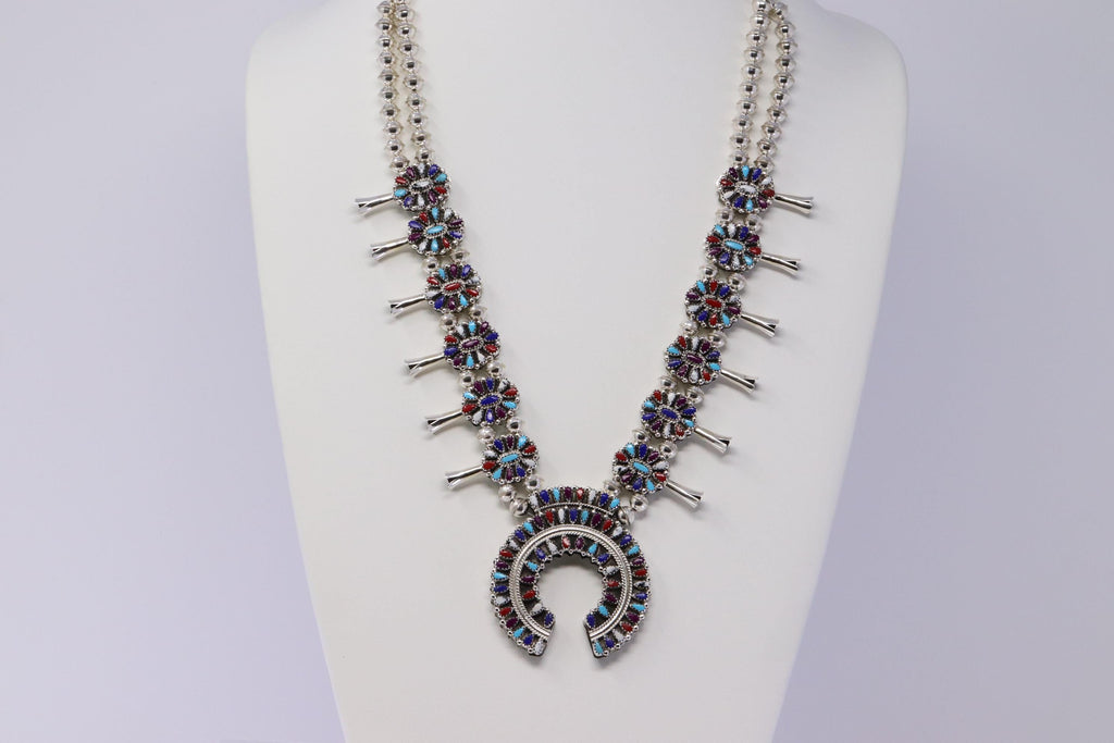 Reversible Native American Sterling Silver Earring Necklace Set