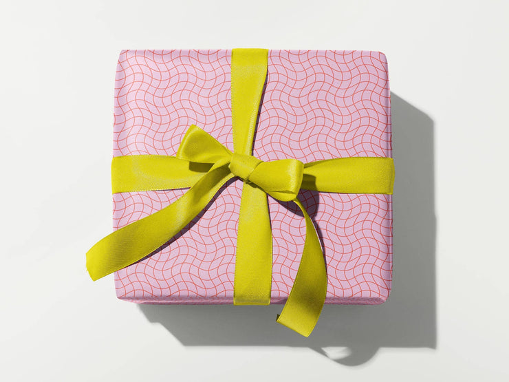 La Grid en Rose Checker Gift Wrap Sheets or Roll: Rolled Set of 3 Sheets