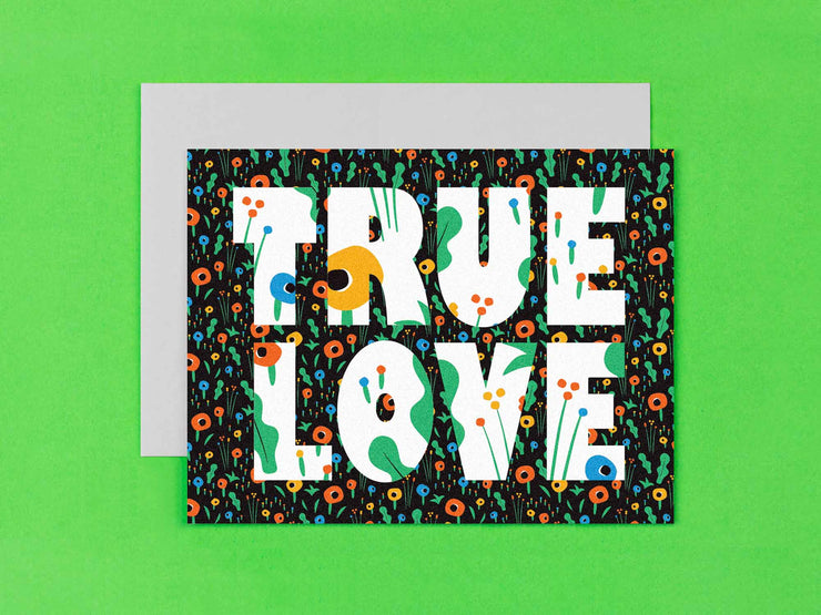 True Love Typographic Poppy Wedding Card