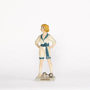 Vintage French Painted Athletic Plaster Figures